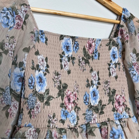 Madden NYC Floral Milkmaid Coquette Ruffle Smocked  Dress XS #3 - Picture 5 of 10